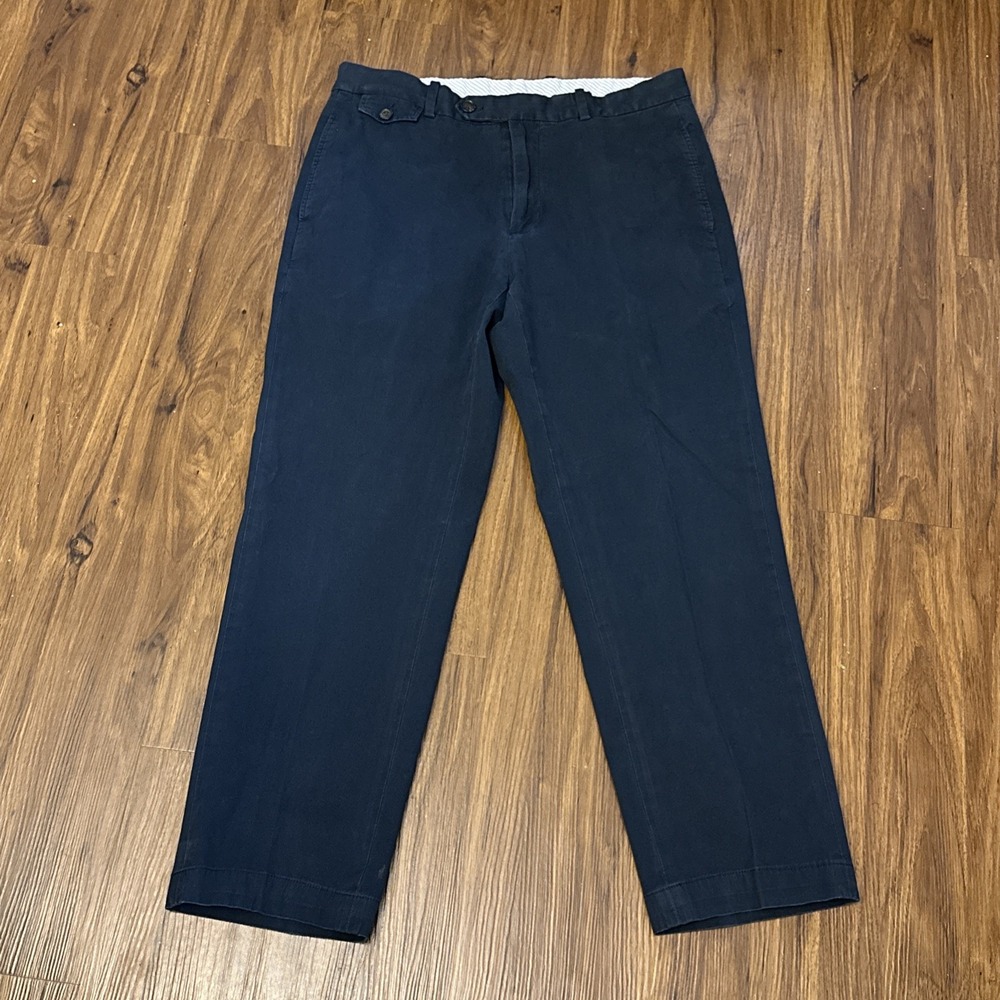 Brooks Brothers Clark Fit Supima Cotton Navy Khaki Pants Mens 34x30(34x28)